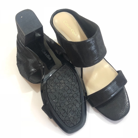 Calvin Klein Cirella Black Snakeskin Leather Mule - Picture 6 of 6